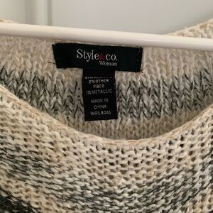 Style & Co. Women's Cream and Black Cowl Neck Sweater